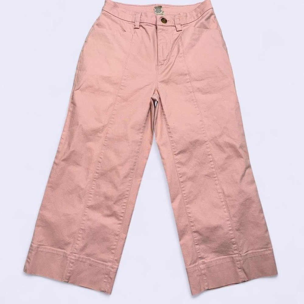 Duluth Trading Co Blush Pink Wide Leg Crop Pants Stretch Cotton Trouser